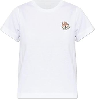 Moncler Logo T-Shirt - Dames - T-shirts - Wit - XS - Katoen - Tops