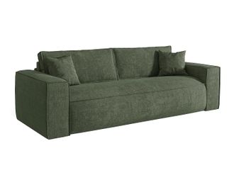 Vente-Unique Sof&aacute; cama de 4 plazas expr&eacute;s en tela verde pino - Cama de 160 cm - Colch&oacute;n de 13 cm viscoel&aacute;stico - AMELIA