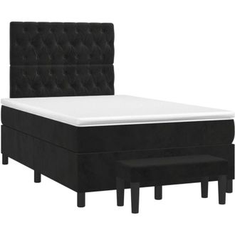 vidaXL Cama Box Spring Con Colch&oacute;n Terciopelo Negro 120x190 Cm Vidaxl