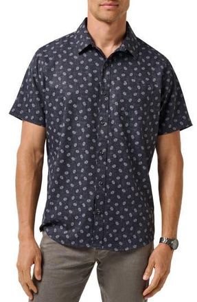 Travis Mathew Grey Wind Short Sleeve Button-Up Shirt in Heather Black at Nordstrom Rack, Size X-Large