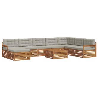 vidaXL Set Di Divani Da Esterno 9 Pz Grigio Naturale E Chiaro Vidaxl