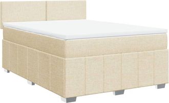 vidaXL Vidaxl - Cama Box Spring Con Colch&oacute;n Tela Color Crema 160x200 Cm