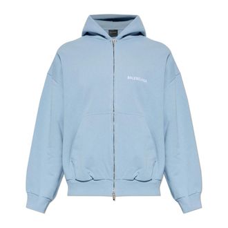 Balenciaga Zip-throughs, male, Blue, Size: XL Back Zip-Up Hoodie Regular Fit