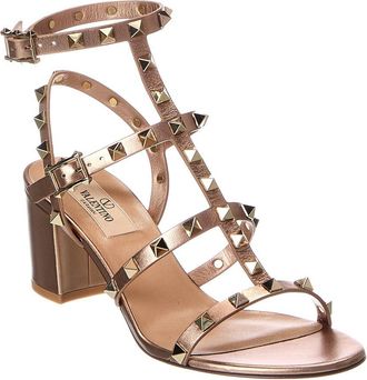 Valentino Rockstud Caged 60 Leather Ankle Strap Sandal
