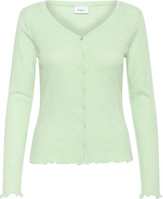 Saint Tropez Gru SZ Cardigan - Dames - Vesten - Groen - L - Truien & Vesten