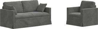 vidaXL Juego De Sof&aacute; 2 Uds. Gris Oscuro Terciopelo Vidaxl