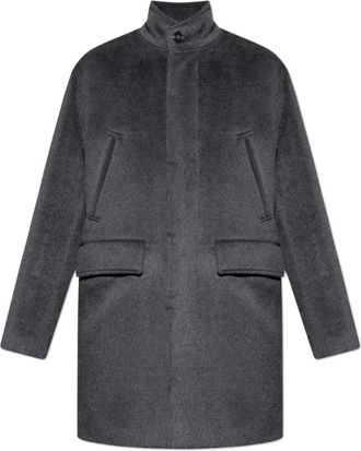 Tod's Ge&iuml;soleerde Jas met Opstaande Kraag - Heren - Mantel - Grijs - XL - Leer - Jassen