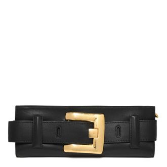 Balmain Leather Belt with Gold-Tone Buckle - female - Balmain - Shoulder Bags - Black - ONE SIZE - Bags