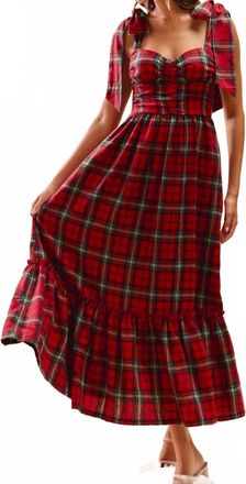 So Me Check Plaid Midi Dress In Red Multi