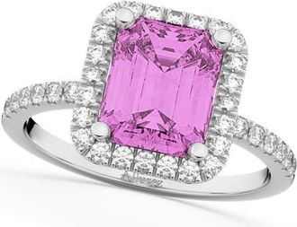 Allurez Lab Pink Sapphire & Lab Diamond Engagement Ring 14k in 3.32Ct/white Gold at Nordstrom, Size 6.5