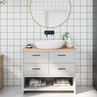 vidaXL Encimera De Ba&ntilde;o Madera Maciza Sin Tratar 100x30x2 Cm Vidaxl