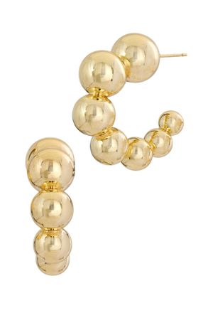 Savvy Cie Jewels 18K GOLD PLATED GRADUATED CATERPILLAR HOOP EARRINGS