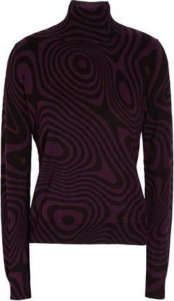 8 by YOOX ORGANIC COTTON PRINTED MOCK NECK KNITTED SWEATER