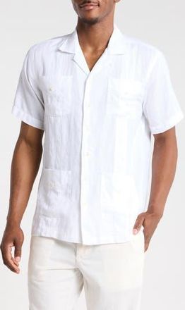 Brooks Brothers Linen Guayabera Shirt in White at Nordstrom Rack, Size Xx-Large
