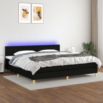 vidaXL Vidaxl - Cama Box Spring Con Colch&oacute;n Led Tela Negro 200x200 Cm