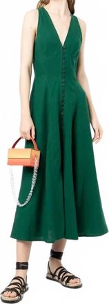 Three Graces Rose Linen Midi Dress In Green