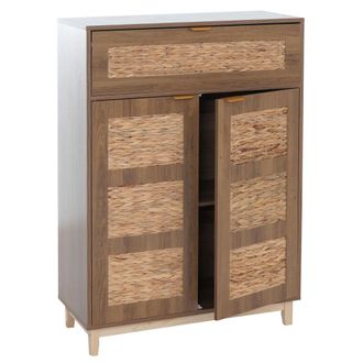Hhg [nunca Usado] C&oacute;moda Hhg-185, Armario, Aparador Alto, Mdf Melaminado Con Frente De Jacinto De Agua, 115 X 80 X 35 Cm, Marr&oacute;n