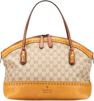 Gucci Pre-owned Handbags, female, Beige, Size: ONE SIZE Pre-owned Canvas Handbag
