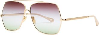 Chloé Aviator-style Sunglasses - Gold - One Size