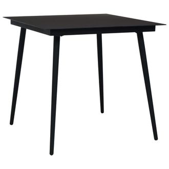 Berkfield Home Garden Dining Table Black 80x80x74 cm Steel & Glass | Size: 80 x 80 x 74 cm