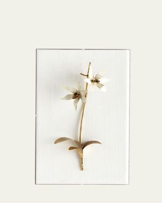 Tommy Mitchell Original Gilded Orchid on White Linen