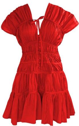 Brunna.Co The Srikandi Ruffle Mini Dress in Red at Nordstrom, Size Medium
