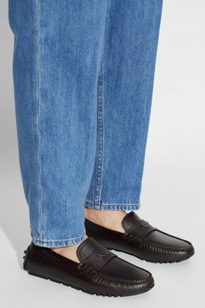 Emporio Armani Leather Loafers, Mens, Brown