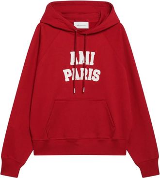 Ami Hoodie met borduring - Heren - Hoodies - Rood - M - Katoen - Hoodies & sweatvesten