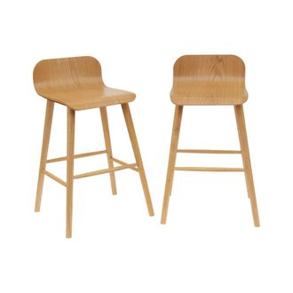 Sweeek Taburete de bar escandinavo de madera de hevea 67,5cm, set de 2