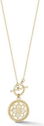 Ember Fine Jewelry 14K Yellow Gold Mother-of-Pearl Floral Medallion Pendant Necklace at Nordstrom Rack, Size 18