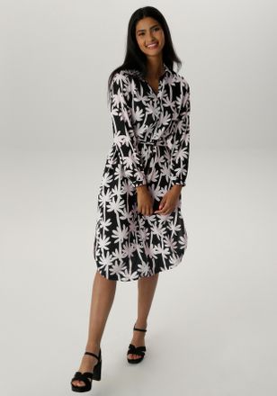 Aniston Blusenkleid ANISTON SELECTED, Damen, Gr. 36, N-Gr, schwarz-weiss (schwarz, wei&szlig;), Web, Obermaterial: 100% Viskose, bedruckt, gemustert, figurumspielen