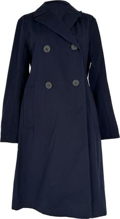 Jil Sander Double-Breasted Trench Coat in Navy Blue Cotton