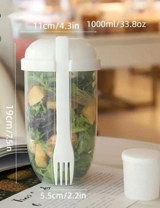 OEM Vaso Para Ensalada, Tapa, Tenedor, Ensalada, Recipiente Home Freshness, Port&aacute;til, Fiambrera, Lleva Comida Saludable Contigo, Yogur, Muesli