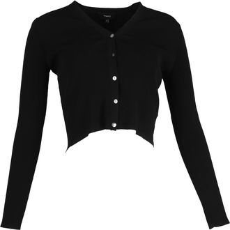 Theory Cropped Cardigan in Black Wool