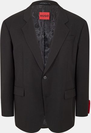 HUGO BOSS Hugo Mens Solid Patterned Lapel Collared Flap Pocket Blazer in Black - Size Small