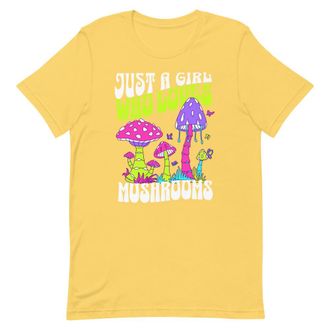 Generic Mushroom t Shirt,Aesthetic Retro Clothing,Graphic tees,Grunge Shirt,Mushroom Tshirt,Mushroom Fan Club Unisex t-Shirt Yellow