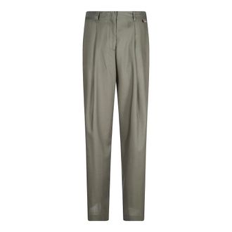 Herno Tapered Trousers, female, Green, Size: 2XL Trousers in Tropical Wool