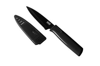 Kuhn Rikon Colori Non-Stick Serrated Paring Knife with Safety Sheath, 4 inch in Black at Nordstrom