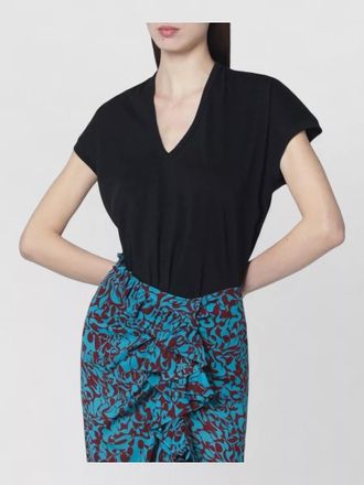 Dries Van Noten v neck t-shirt cap sleeves print