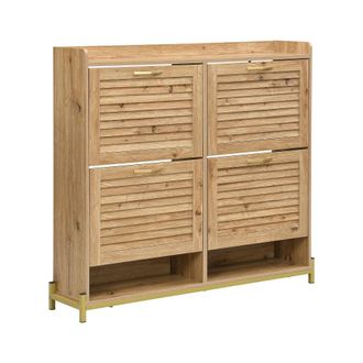 Urban Meuble Zapatero con 4 puertas abatibles de madera y un estante inferior