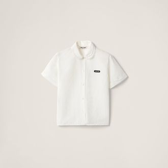 Miu Miu Slubbed Poplin Shirt, Woman, White, Size 36