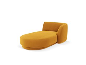 MICADONI Chaise longue de angulo derecho de terciopelo amarillo