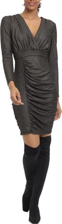 Donna Morgan Stretch Long Sleeve Lame Mini Dress in Bronze/Black at Nordstrom Rack, Size 10