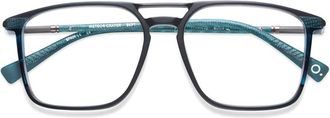 Etnia Barcelona Meteor Crater Rectangular Frame Eyeglasses with Teal Accents