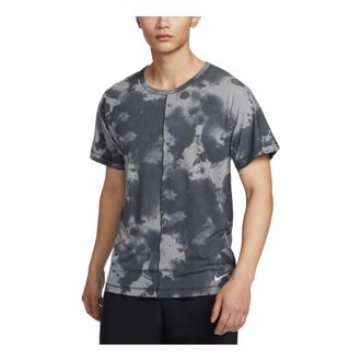 Nike Dri-fit All-over Print Short-sleeve Yoga Top Anthracite Flat Pewter White DX0923-060