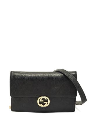 Gucci interlocking G leather clutch - Black