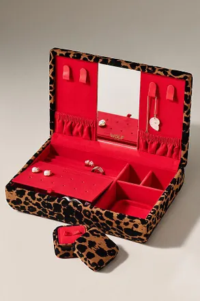 Anthropologie Savanna Leopard Print Jewelry Box
