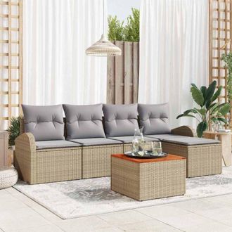 vidaXL Conjunto De Sof&aacute; De Jard&iacute;n 6 Pcs Beige Polirat&aacute;n Vidaxl