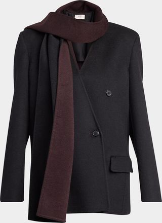 The Row Calitra Cashmere Double-Breasted Scarf Jacket