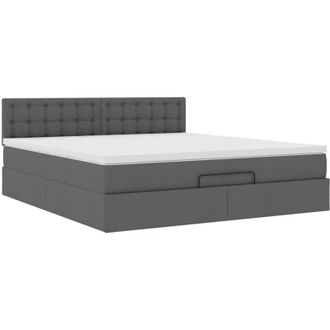 vidaXL Vidaxl - Estructura Cama Otomana Colch&oacute;n Tela Gris Oscuro 160x200 Cm